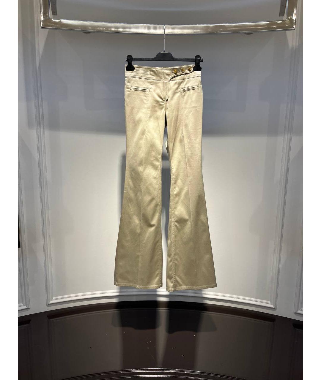 ROBERTO CAVALLI Бежевые хлопковые брюки широкие, фото 4