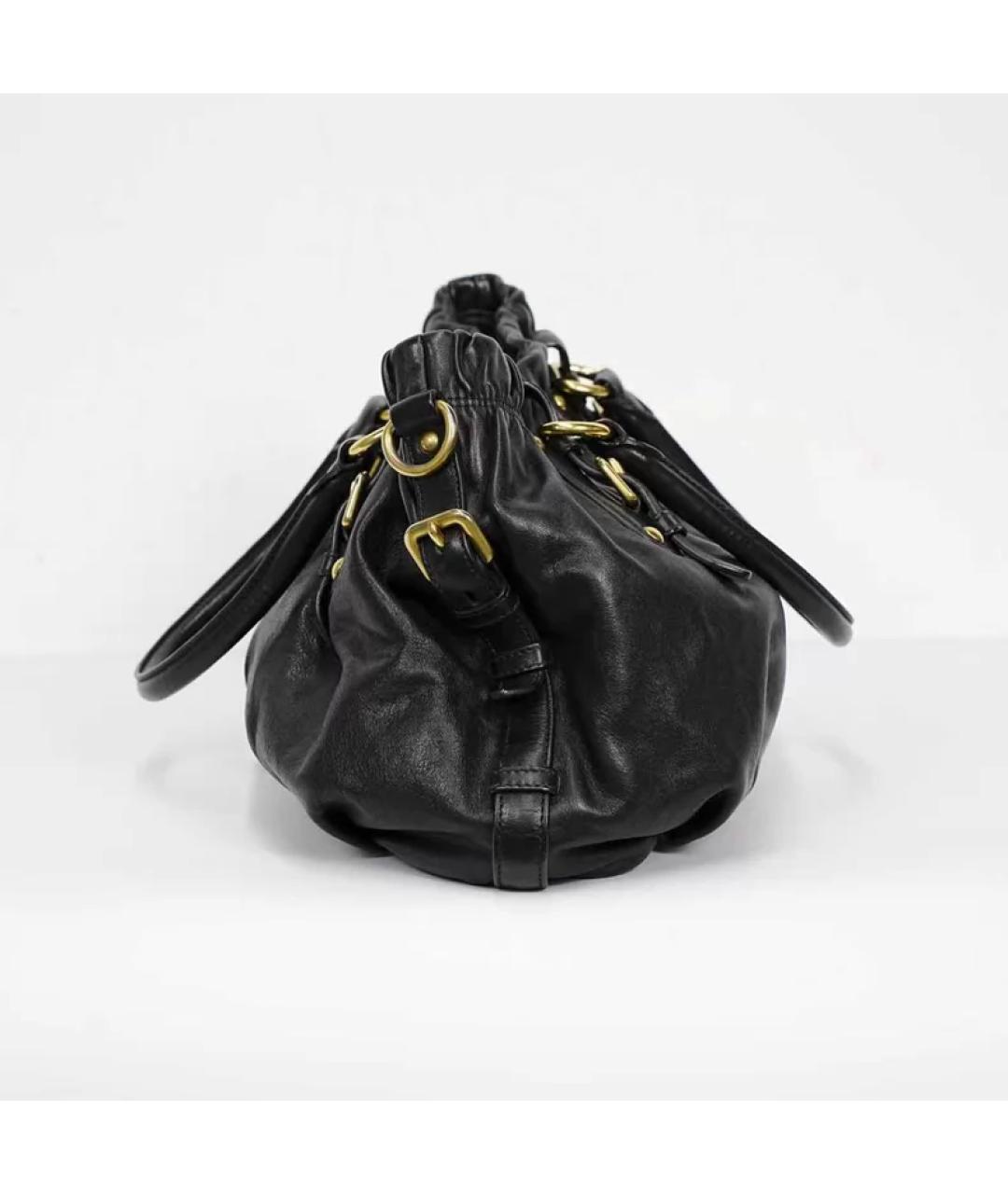 PRADA Черная кожаная сумка с короткими ручками, фото 5