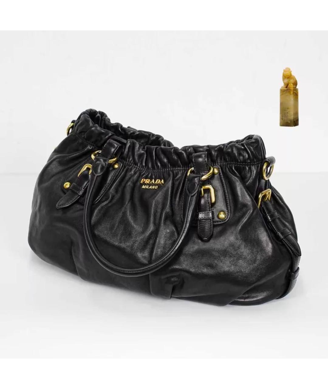 PRADA Черная кожаная сумка с короткими ручками, фото 9