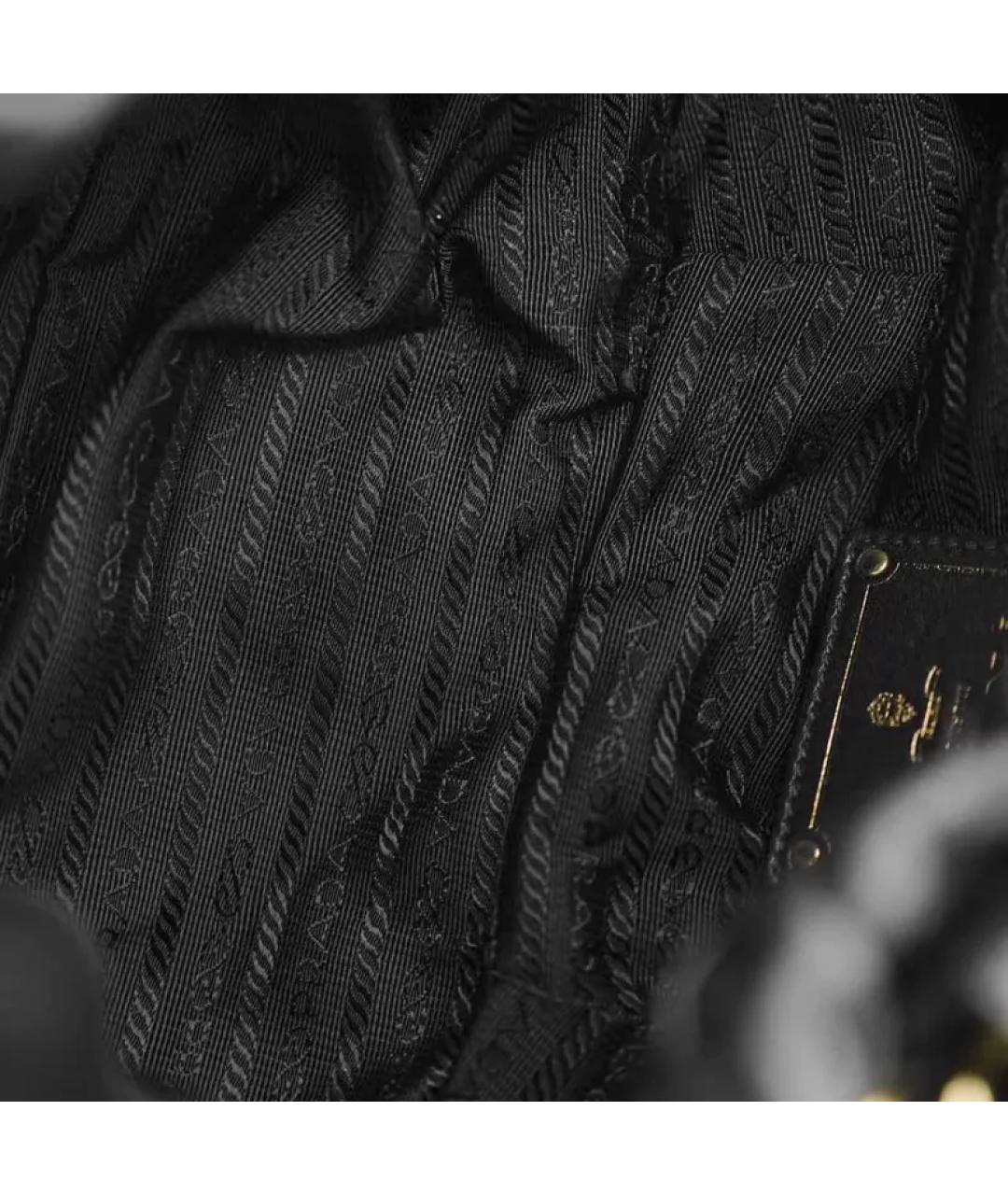 PRADA Черная кожаная сумка с короткими ручками, фото 7