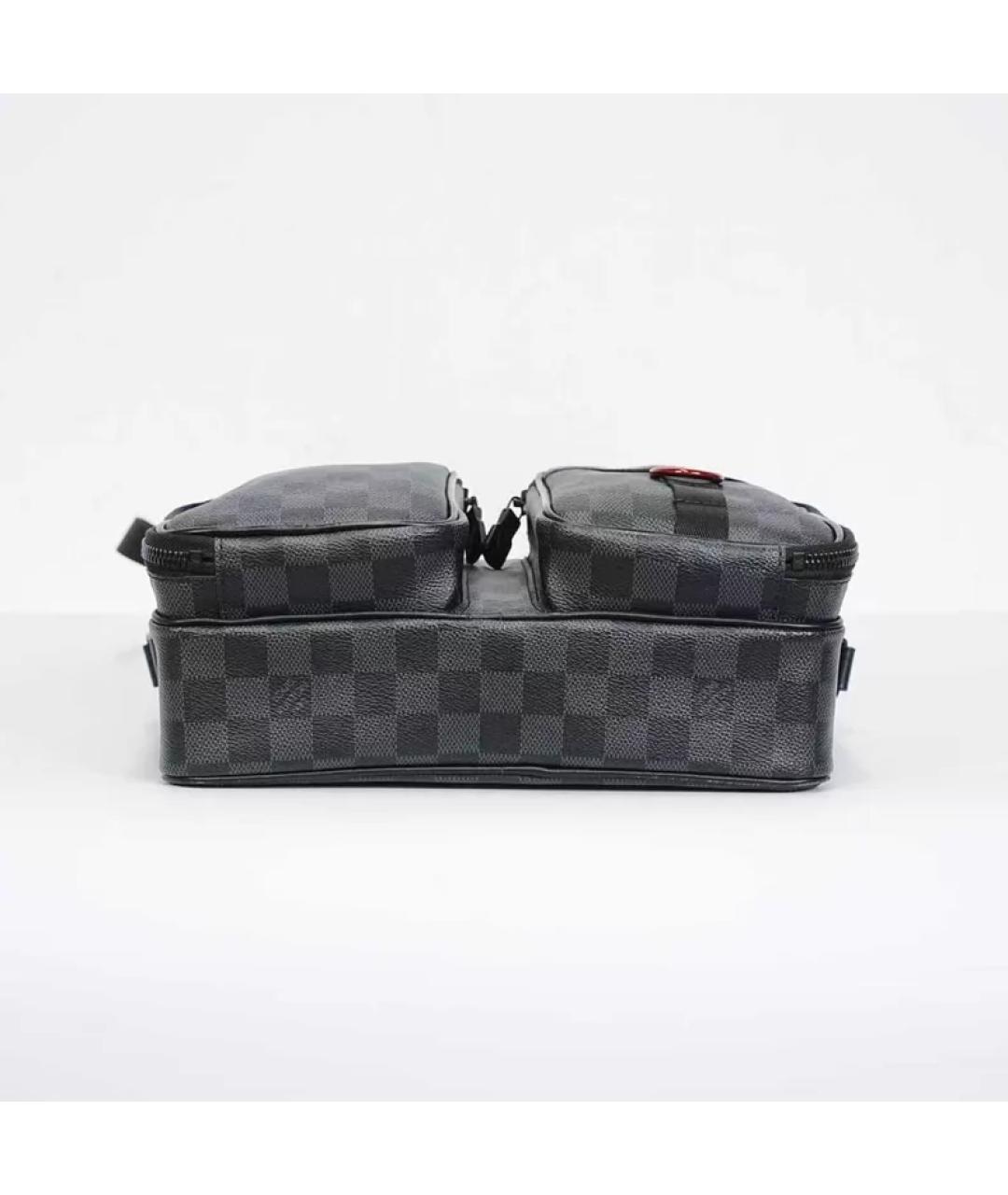 LOUIS VUITTON Черная кожаная барсетка, фото 5