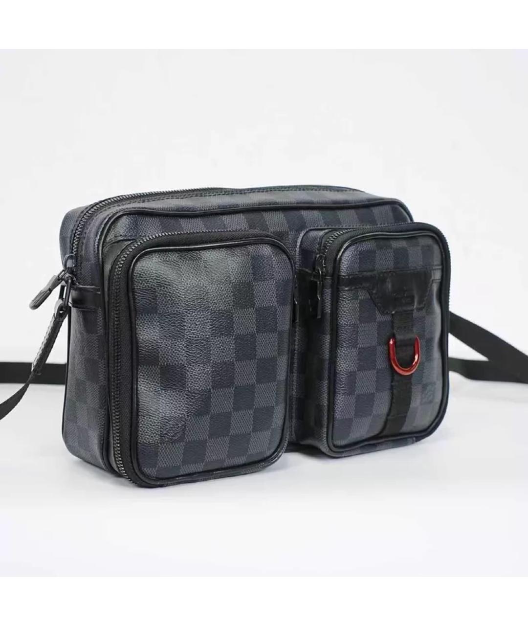 LOUIS VUITTON Черная кожаная барсетка, фото 2