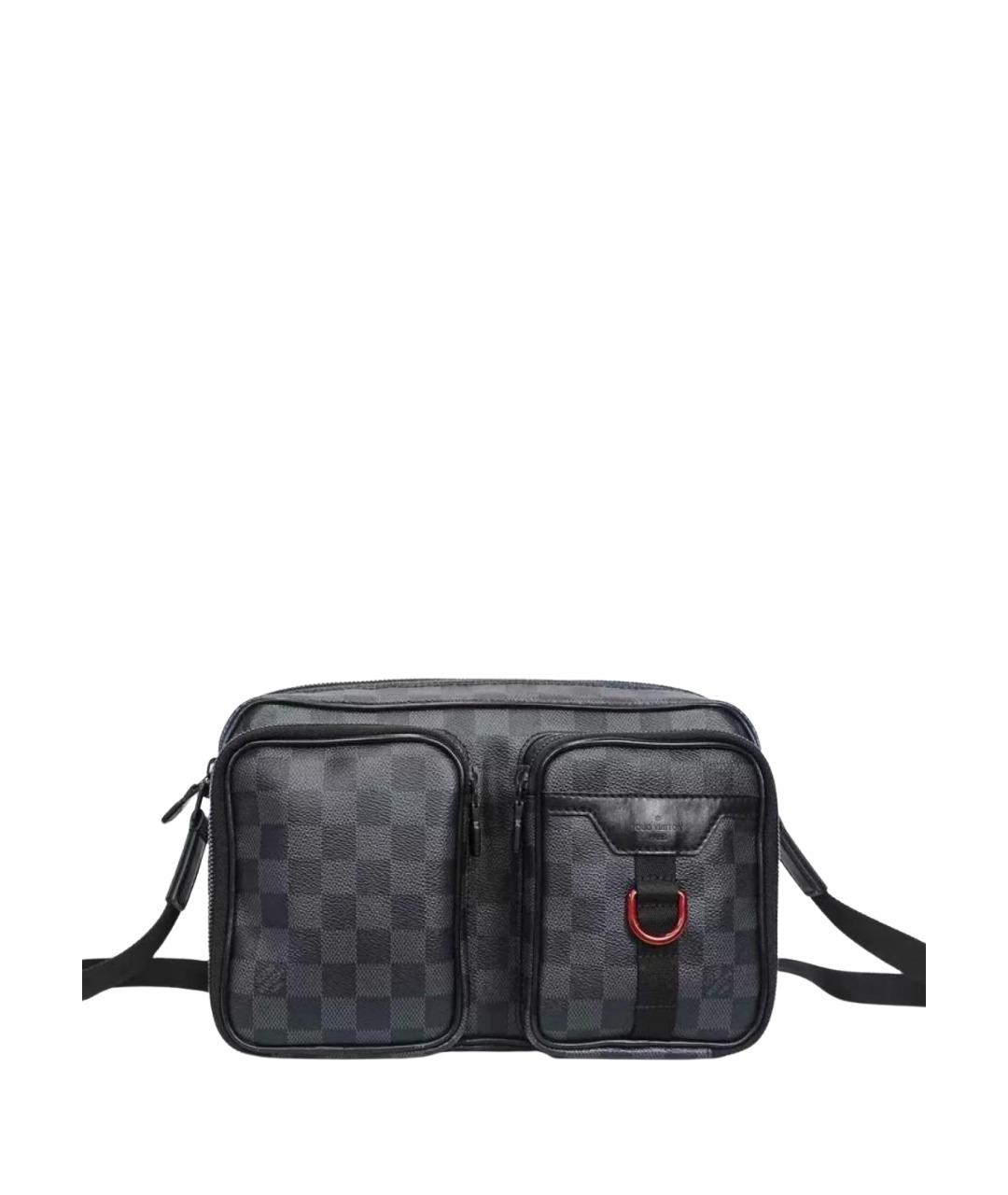 LOUIS VUITTON Черная кожаная барсетка, фото 1