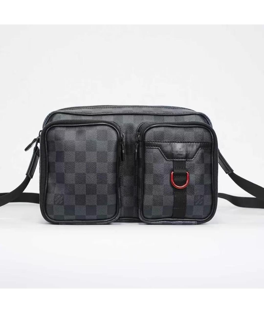 LOUIS VUITTON Черная кожаная барсетка, фото 10