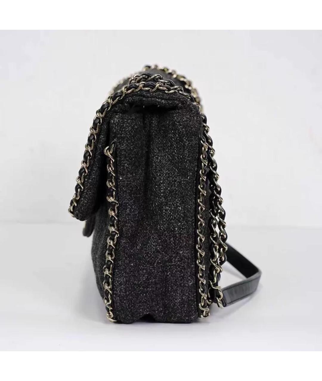 CHANEL Серая твидовая сумка с короткими ручками, фото 4