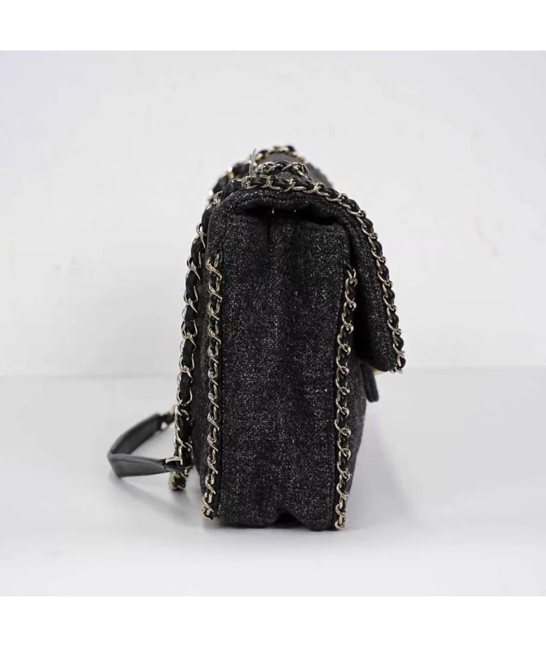 CHANEL Серая твидовая сумка с короткими ручками, фото 7