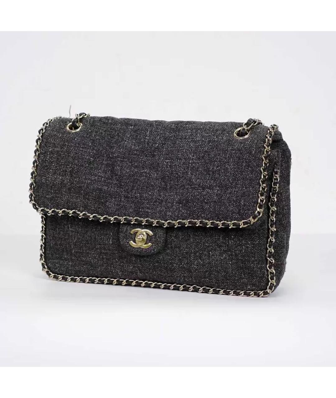 CHANEL Серая твидовая сумка с короткими ручками, фото 2