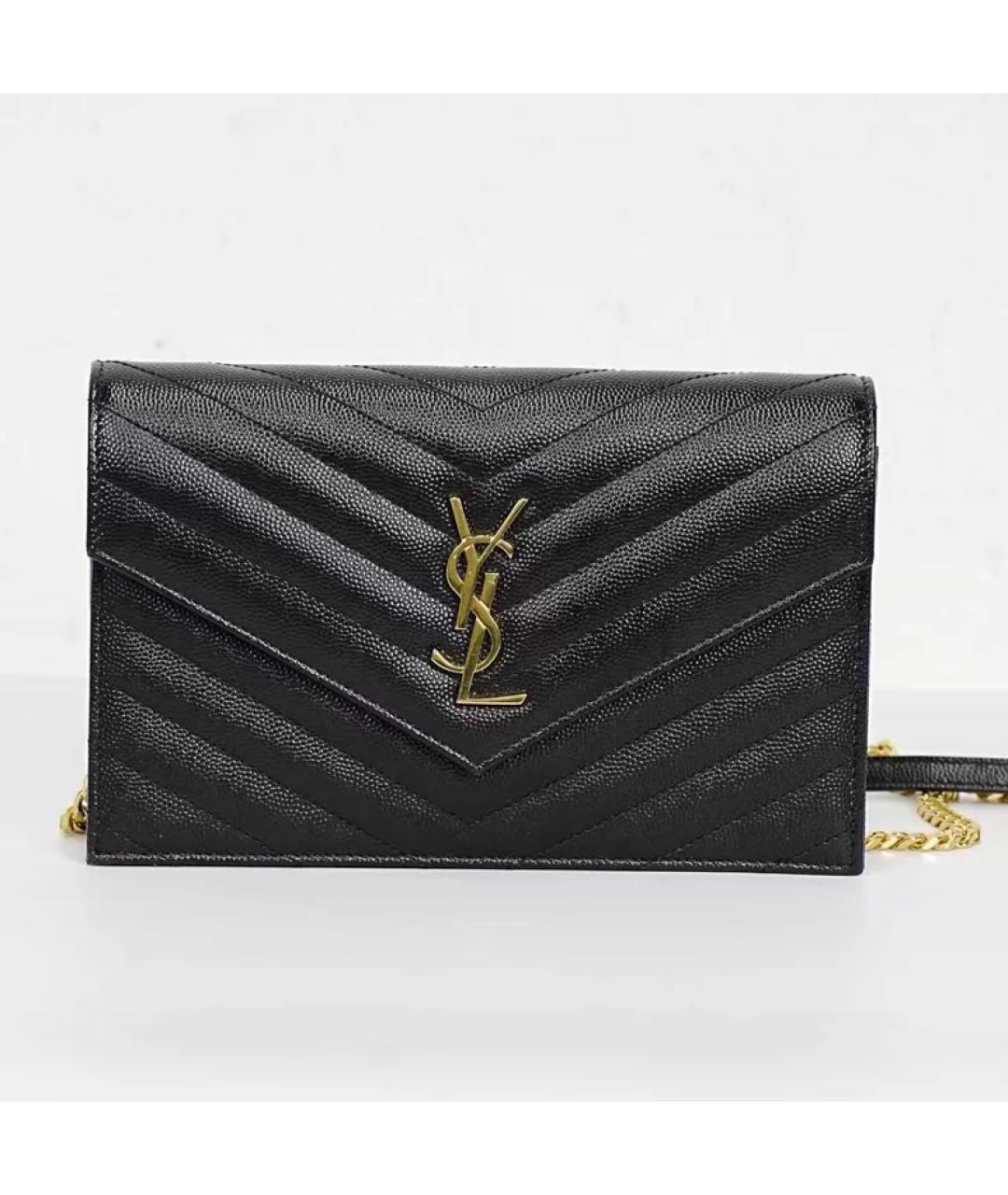 SAINT LAURENT Черная кожаная сумка через плечо, фото 10