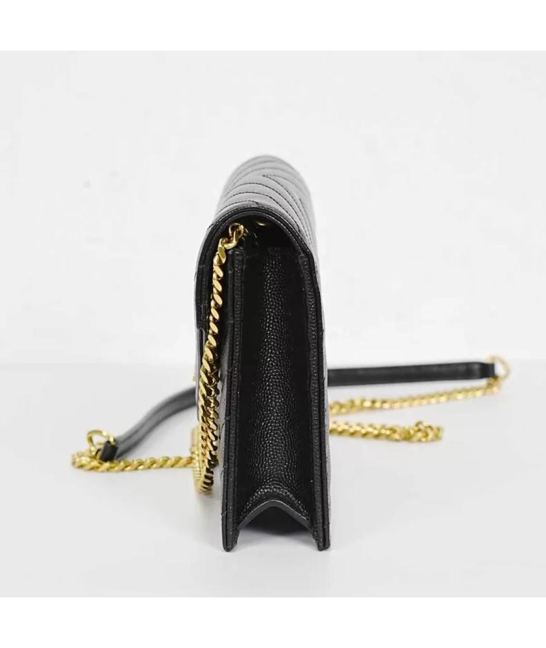 SAINT LAURENT Черная кожаная сумка через плечо, фото 5