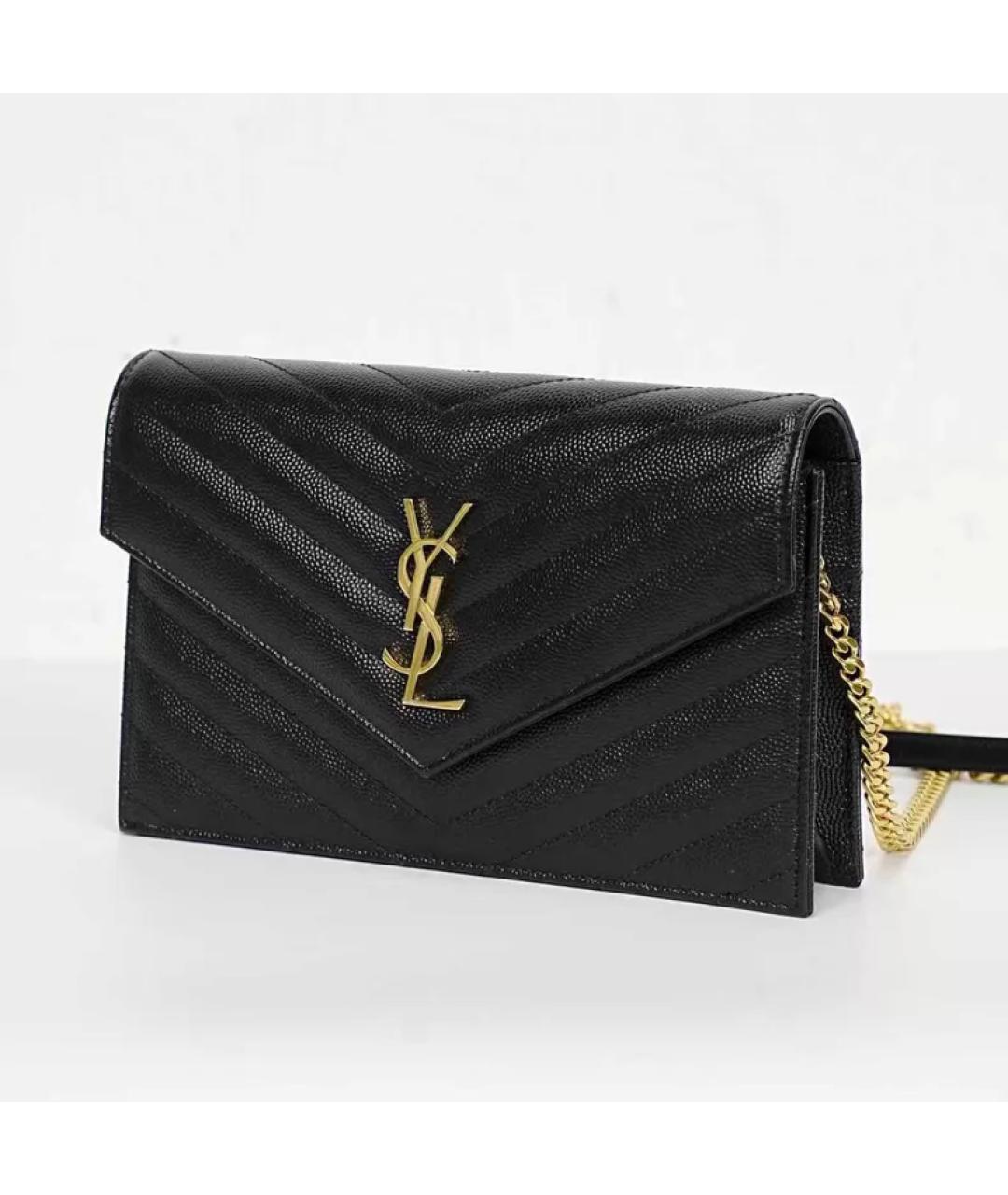 SAINT LAURENT Черная кожаная сумка через плечо, фото 3