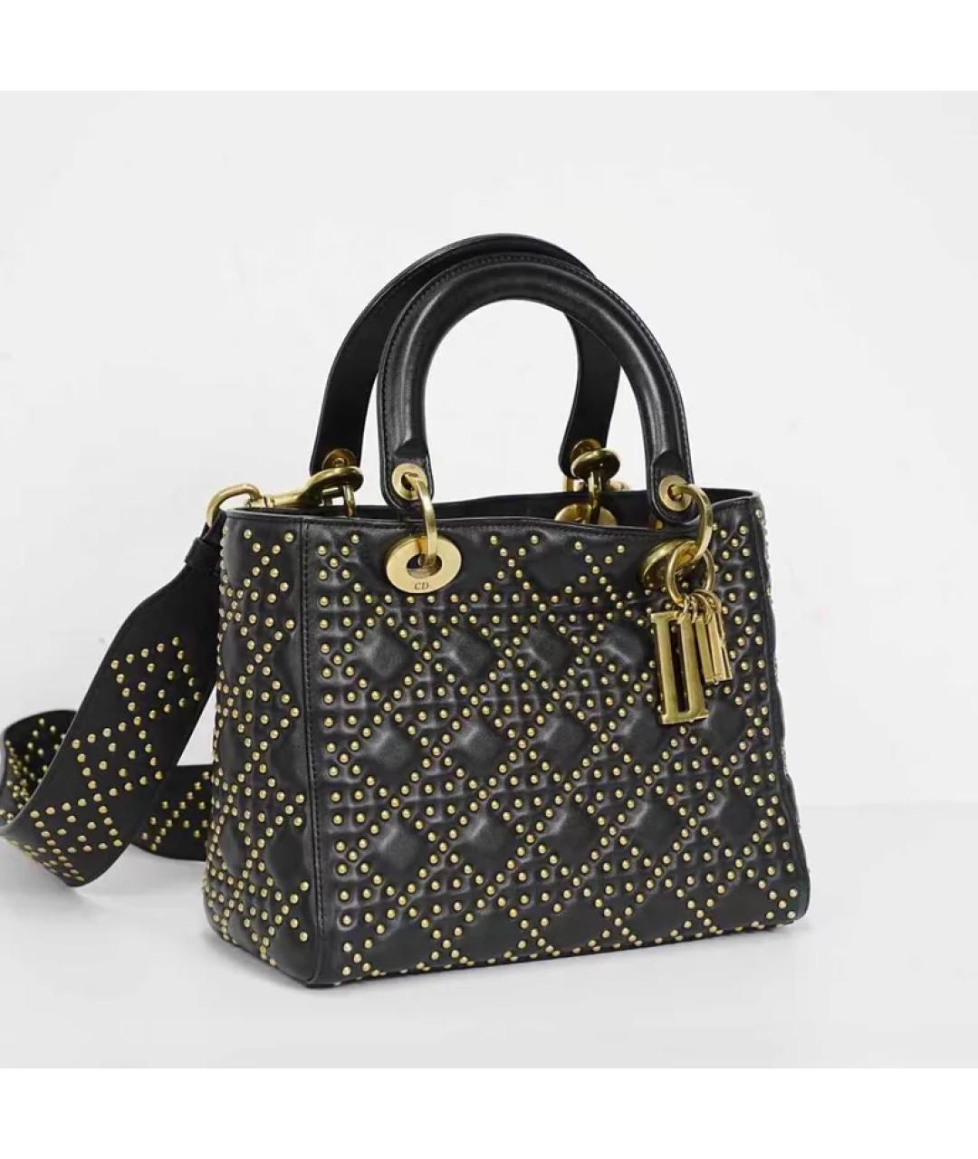 CHRISTIAN DIOR Черная кожаная сумка с короткими ручками, фото 3