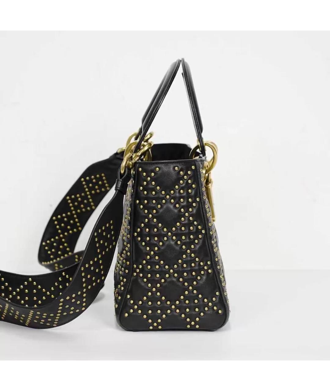 CHRISTIAN DIOR Черная кожаная сумка с короткими ручками, фото 7