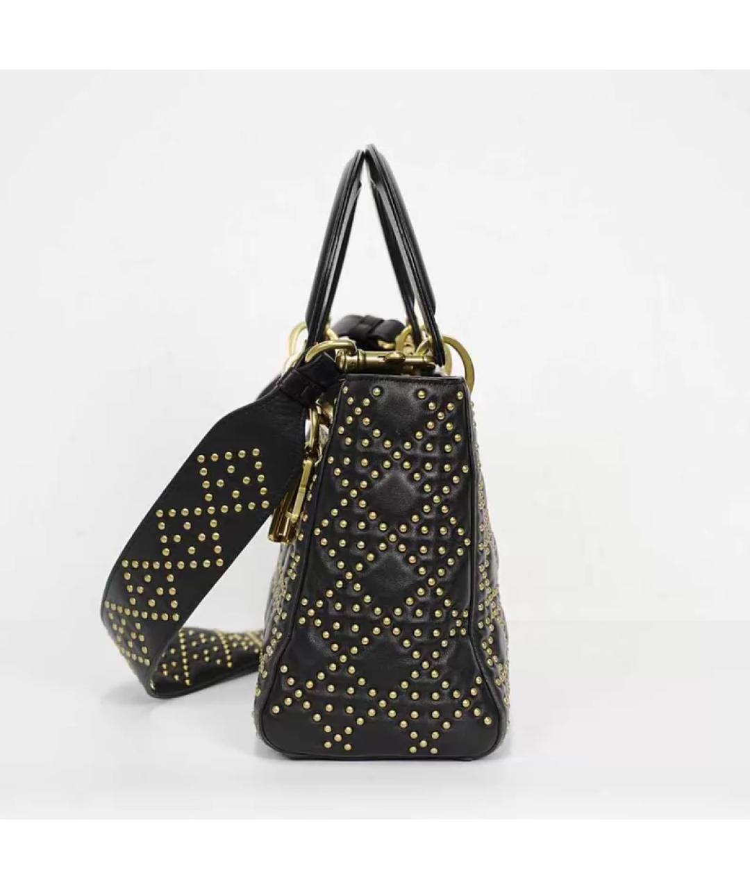 CHRISTIAN DIOR Черная кожаная сумка с короткими ручками, фото 6