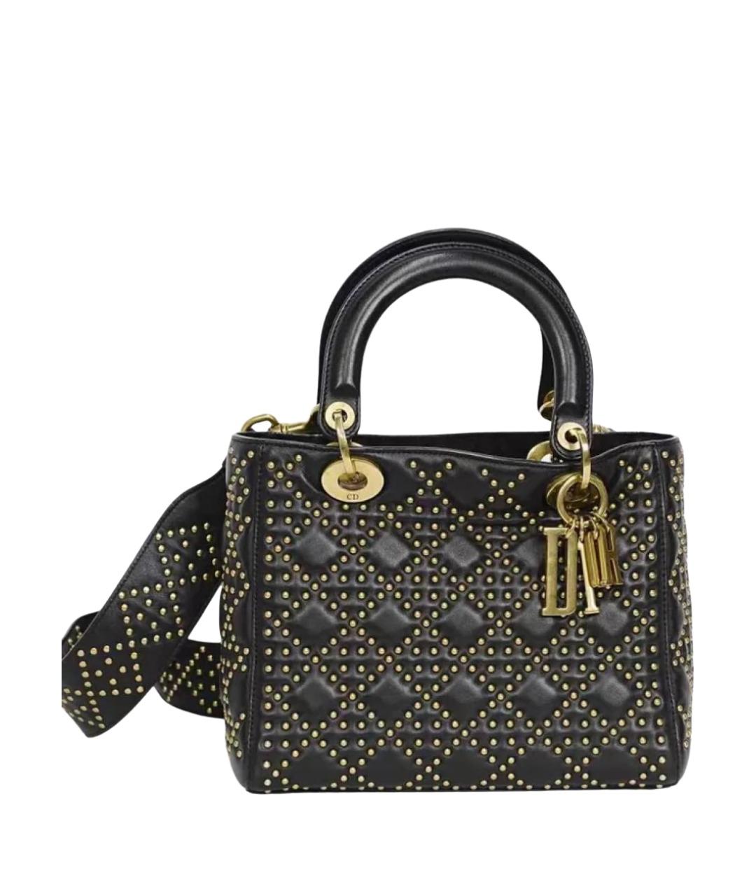 CHRISTIAN DIOR Черная кожаная сумка с короткими ручками, фото 1