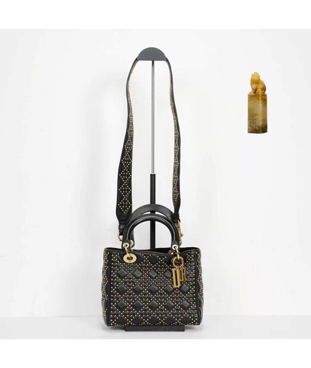 CHRISTIAN DIOR Черная кожаная сумка с короткими ручками, фото 9