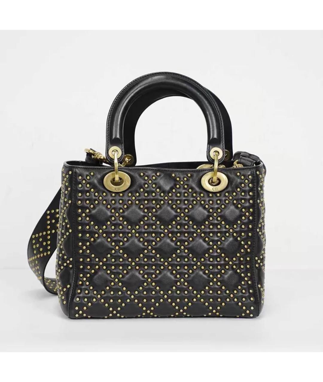 CHRISTIAN DIOR Черная кожаная сумка с короткими ручками, фото 2