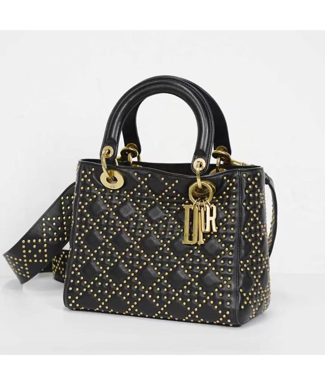 CHRISTIAN DIOR Черная кожаная сумка с короткими ручками, фото 4