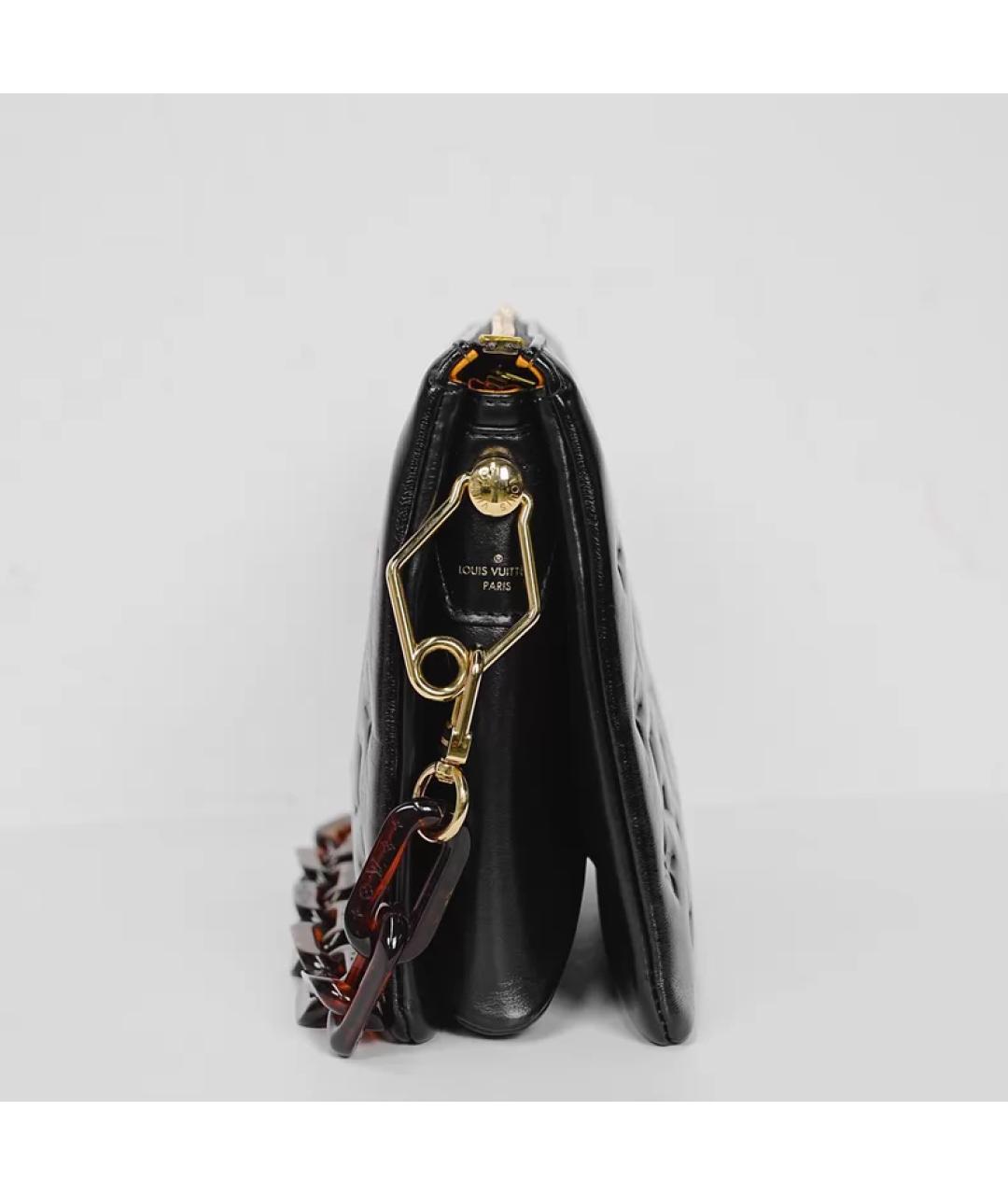 LOUIS VUITTON Черная кожаная сумка с короткими ручками, фото 3