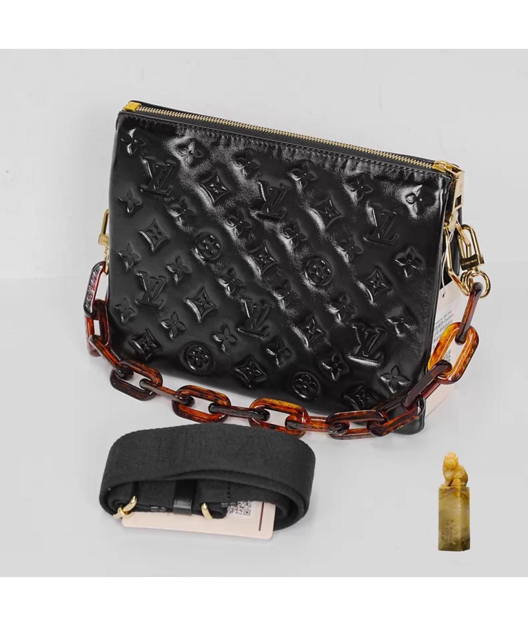 LOUIS VUITTON Черная кожаная сумка с короткими ручками, фото 9