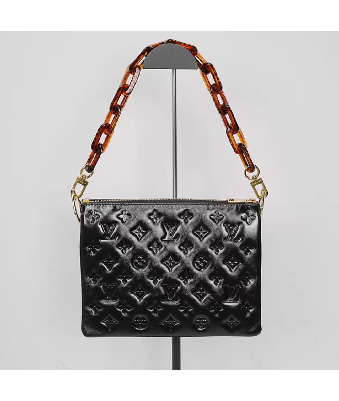 LOUIS VUITTON Черная кожаная сумка с короткими ручками, фото 4