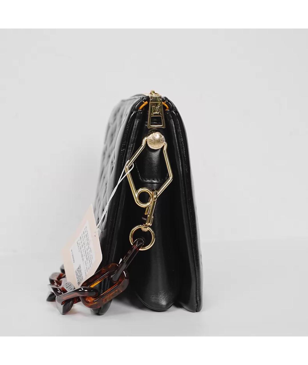 LOUIS VUITTON Черная кожаная сумка с короткими ручками, фото 6
