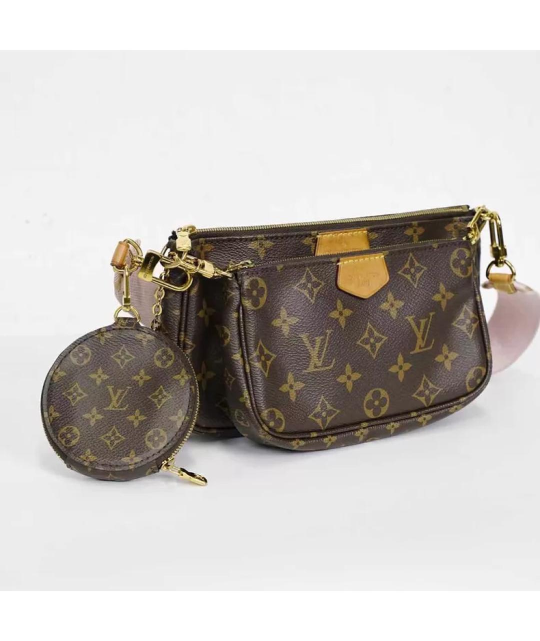 LOUIS VUITTON Коричневая кожаная сумка через плечо, фото 3