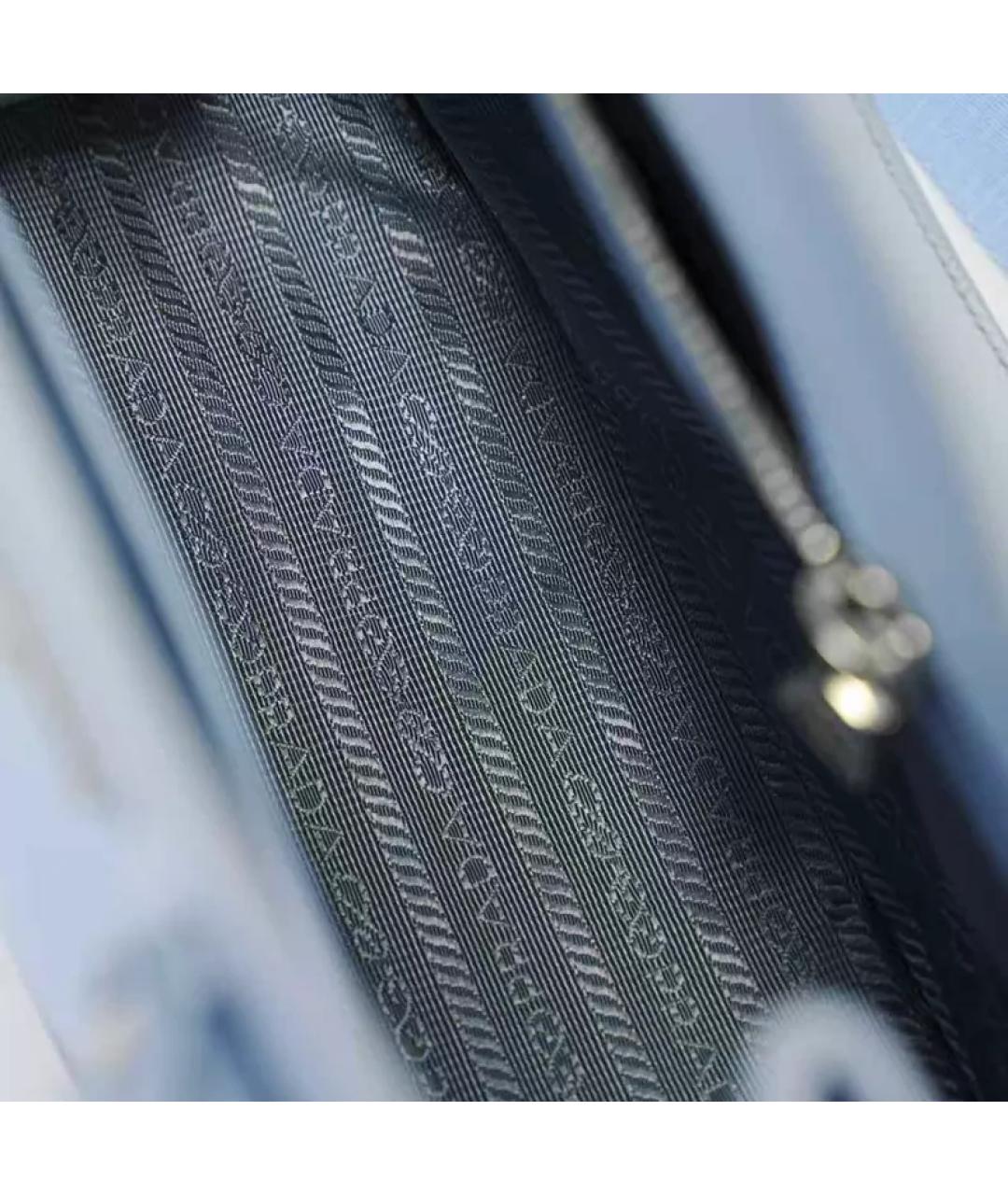 PRADA Голубая кожаная сумка с короткими ручками, фото 8