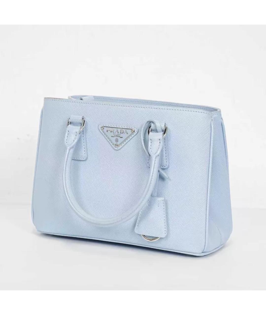 PRADA Голубая кожаная сумка с короткими ручками, фото 3