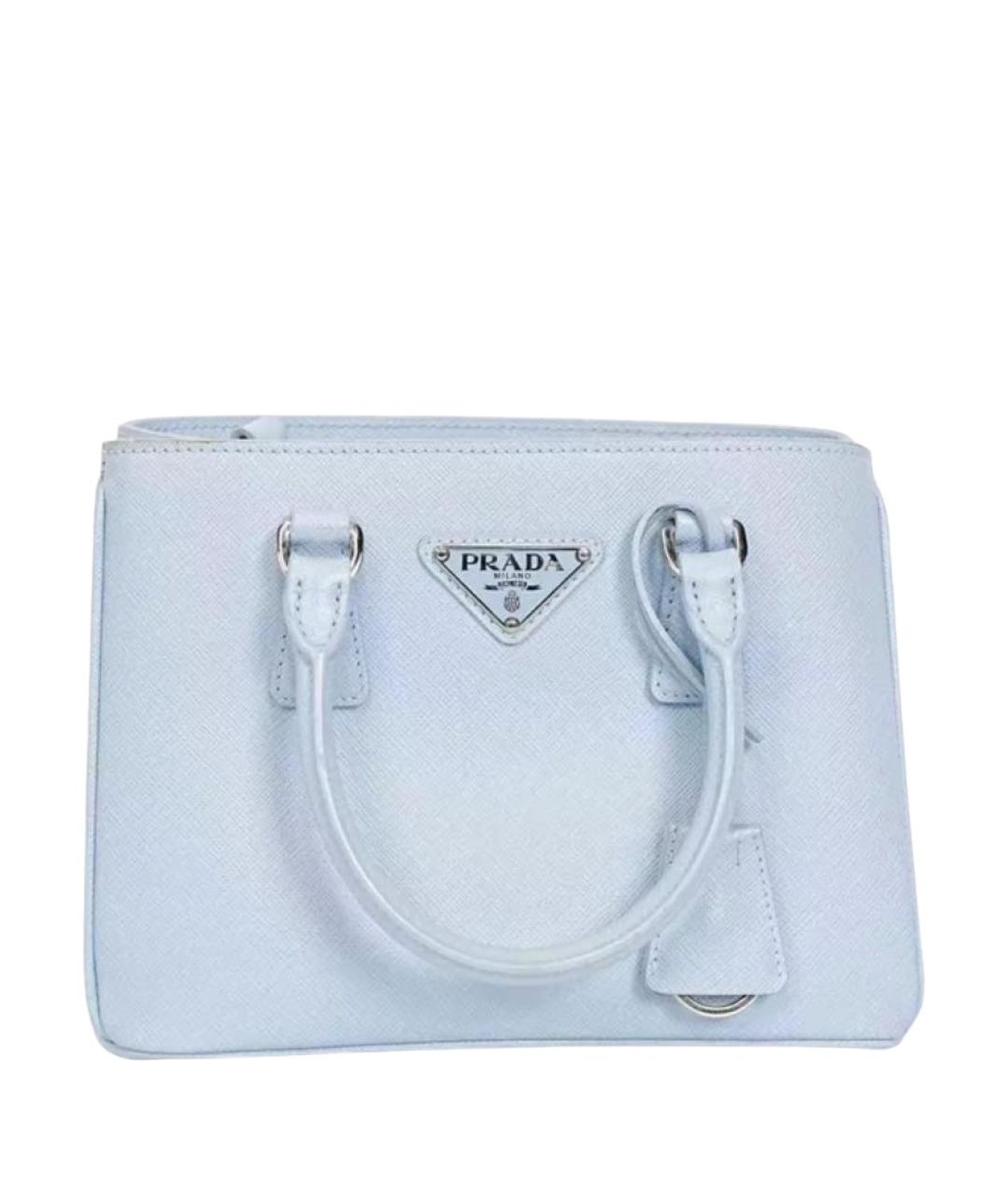 PRADA Голубая кожаная сумка с короткими ручками, фото 1
