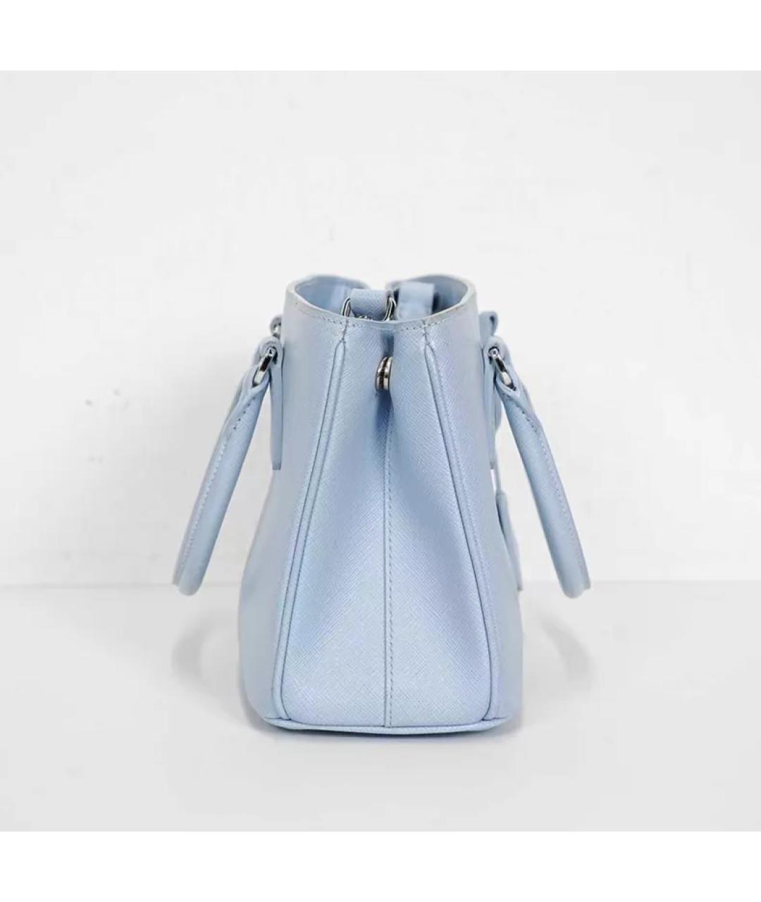 PRADA Голубая кожаная сумка с короткими ручками, фото 5