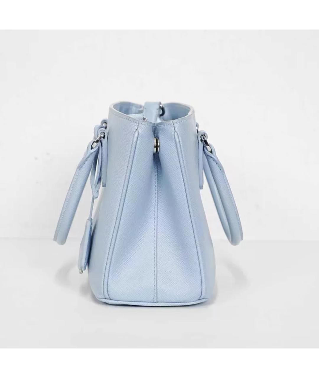 PRADA Голубая кожаная сумка с короткими ручками, фото 6