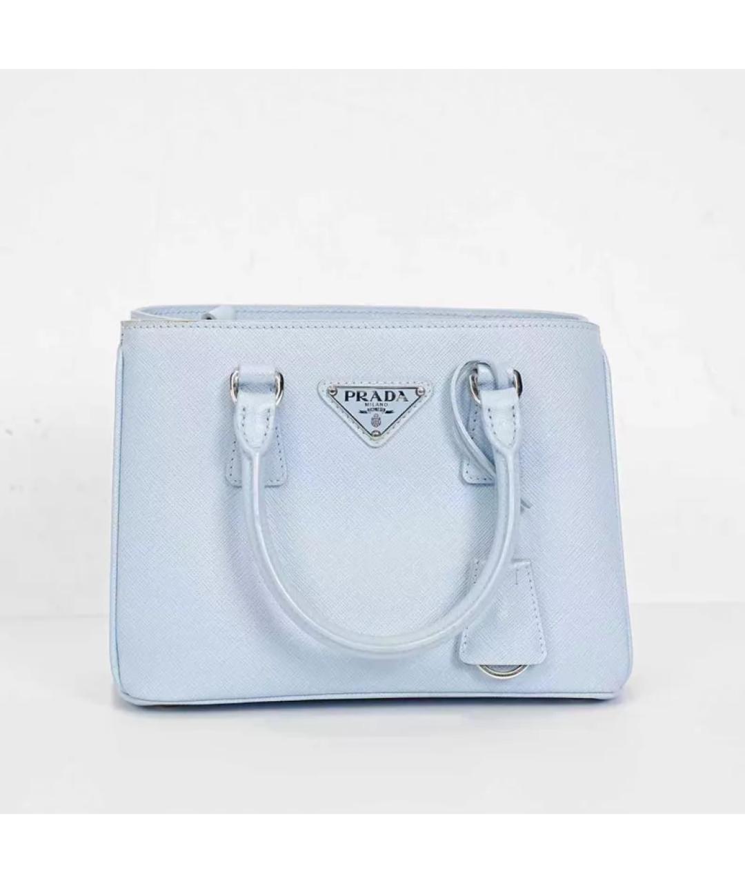PRADA Голубая кожаная сумка с короткими ручками, фото 10