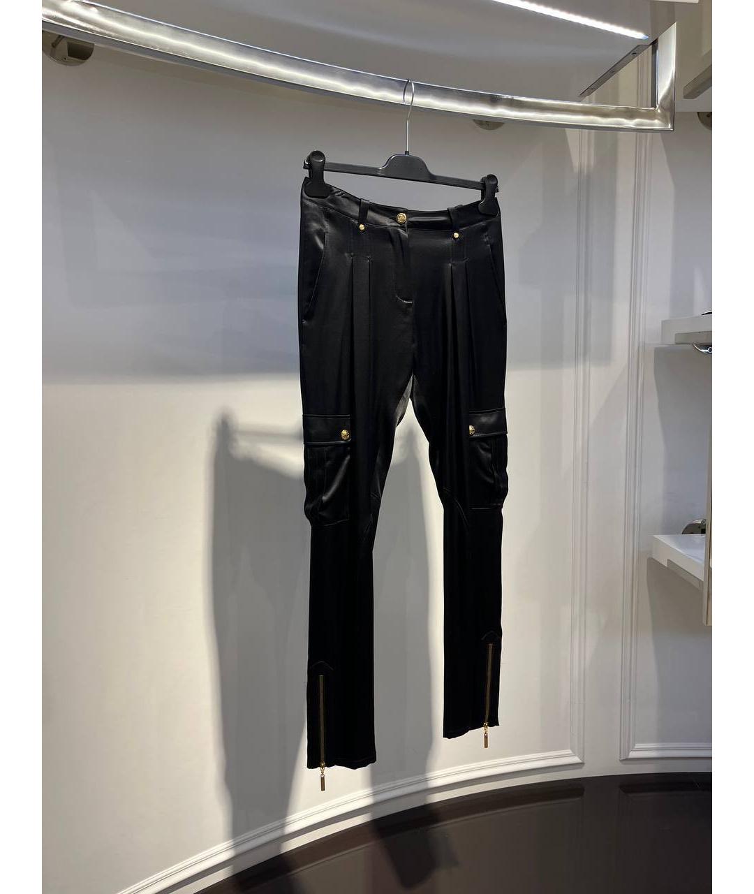 ROBERTO CAVALLI Черные шелковые брюки узкие, фото 2