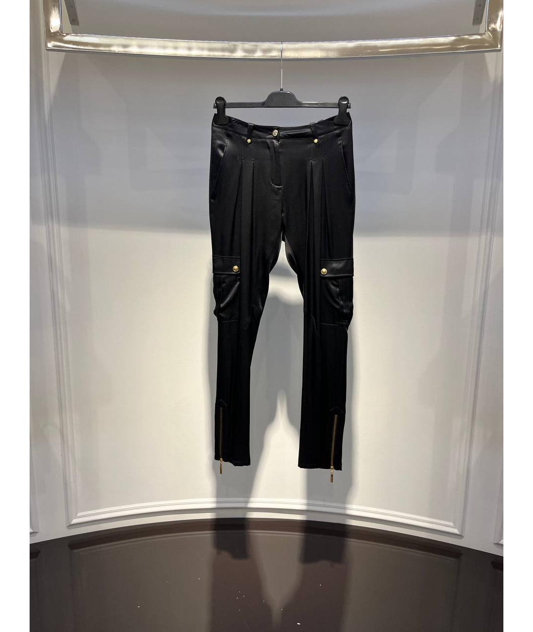 ROBERTO CAVALLI Черные шелковые брюки узкие, фото 4