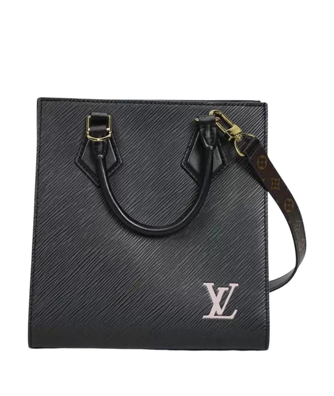 LOUIS VUITTON Черная кожаная сумка с короткими ручками, фото 1