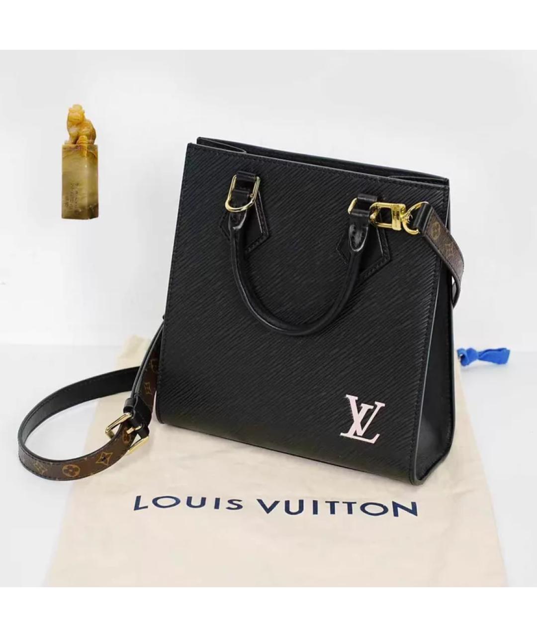 LOUIS VUITTON Черная кожаная сумка с короткими ручками, фото 9
