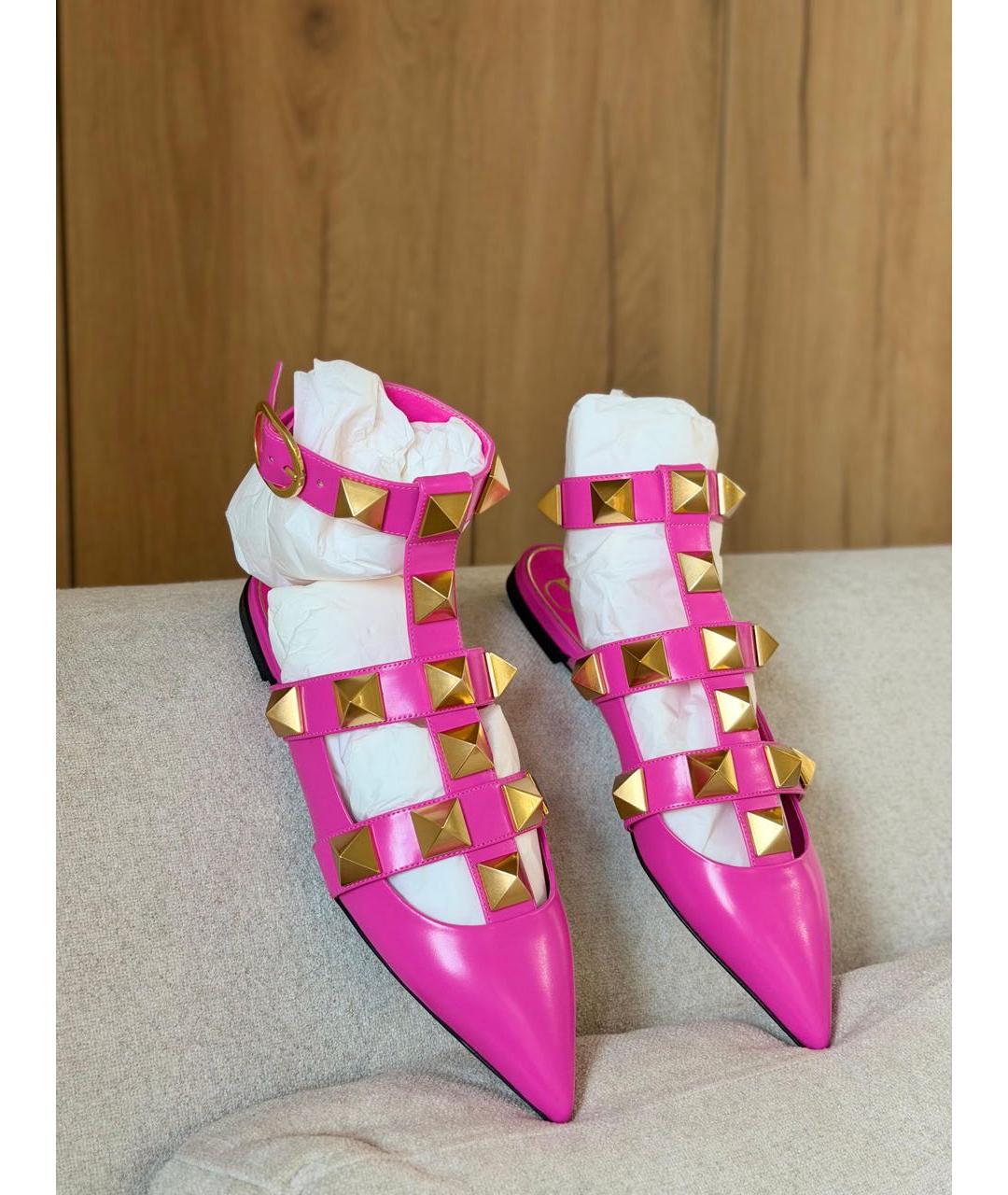 VALENTINO Фуксия кожаные туфли, фото 4