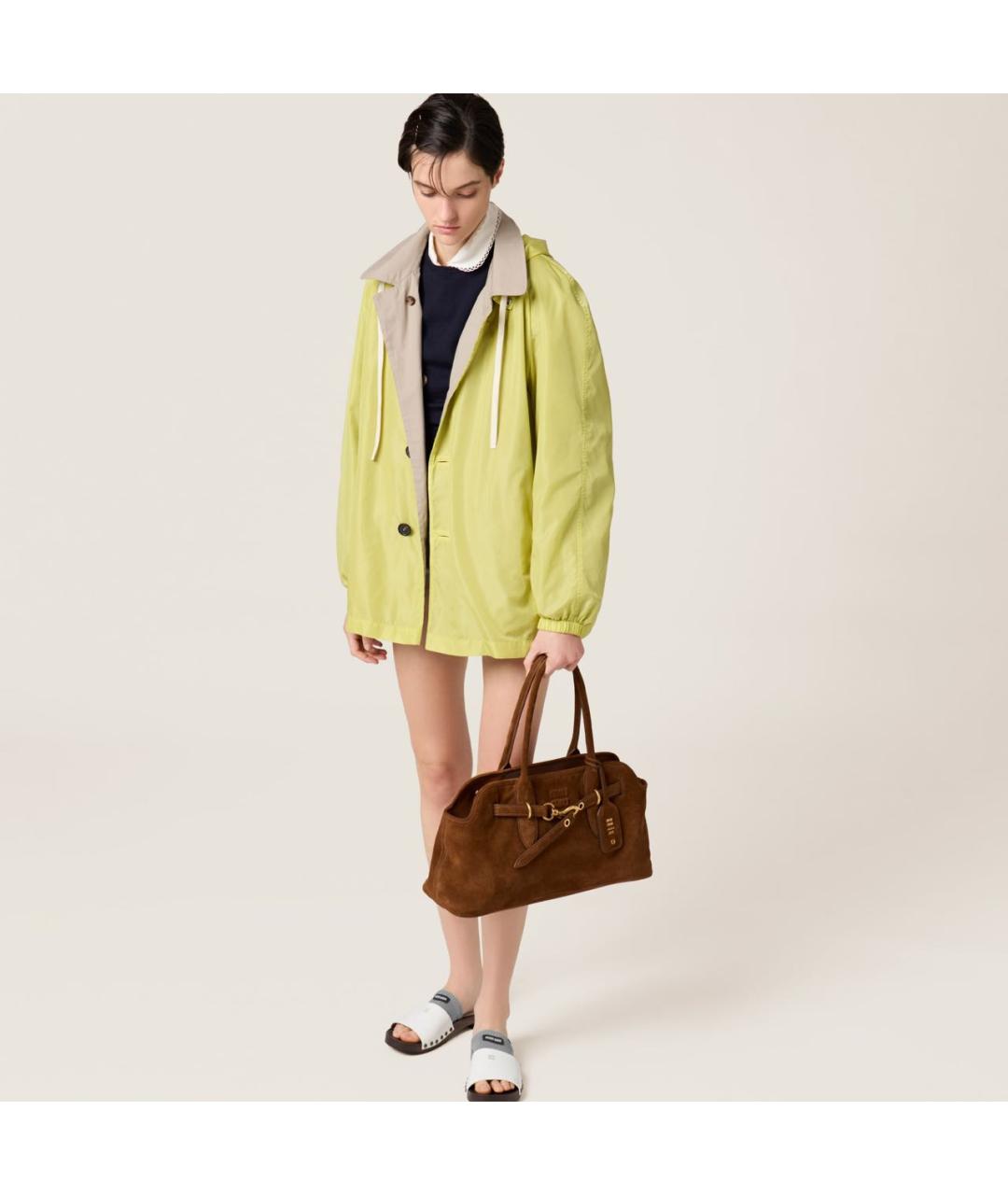 MIU MIU Коричневая замшевая сумка с короткими ручками, фото 5