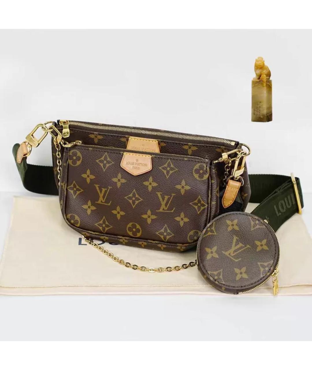 LOUIS VUITTON Коричневая кожаная сумка через плечо, фото 9