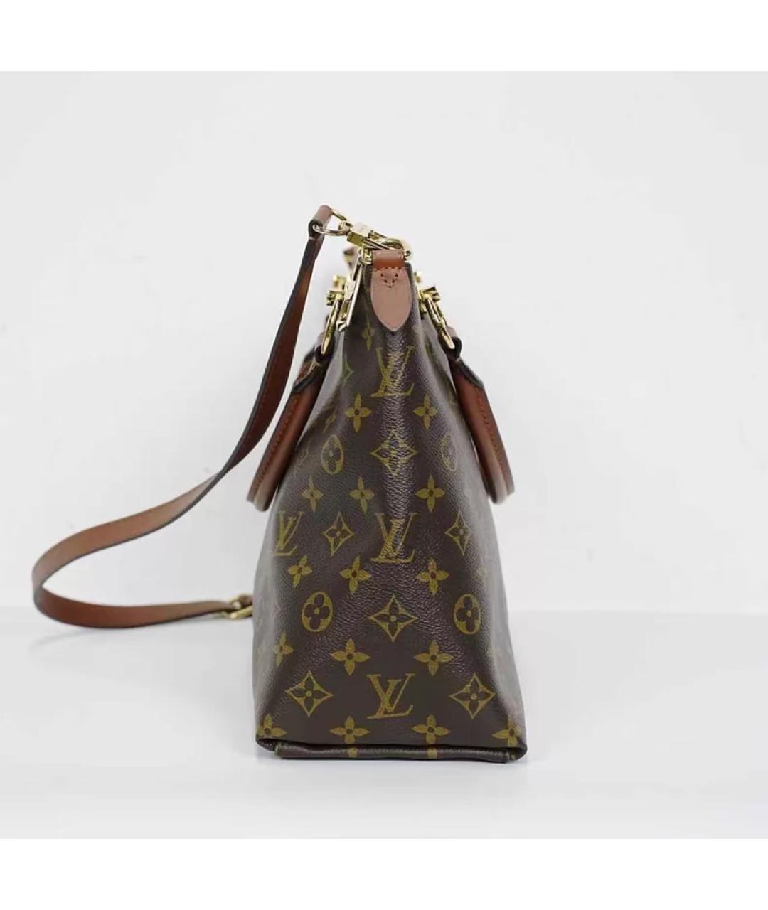 LOUIS VUITTON Коричневая кожаная сумка с короткими ручками, фото 4