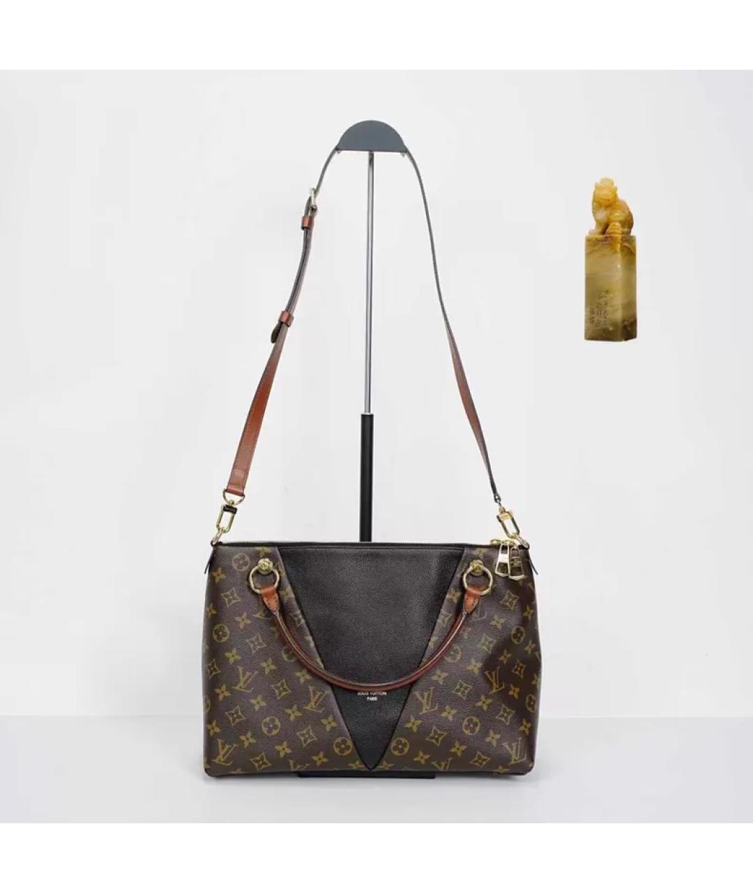 LOUIS VUITTON Коричневая кожаная сумка с короткими ручками, фото 9