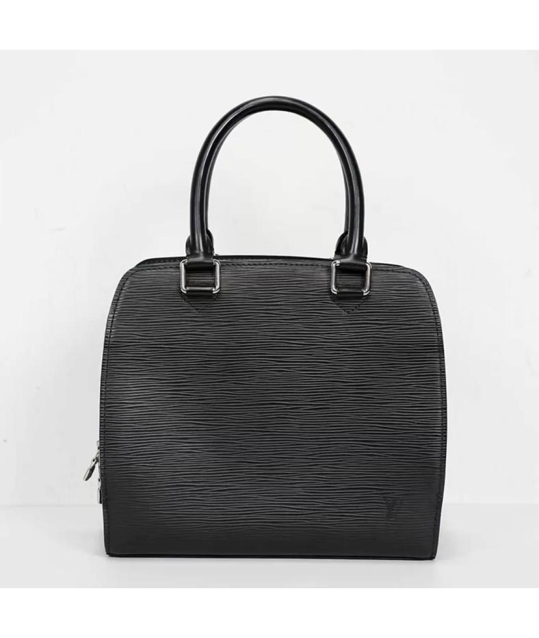 LOUIS VUITTON Черная кожаная сумка с короткими ручками, фото 2