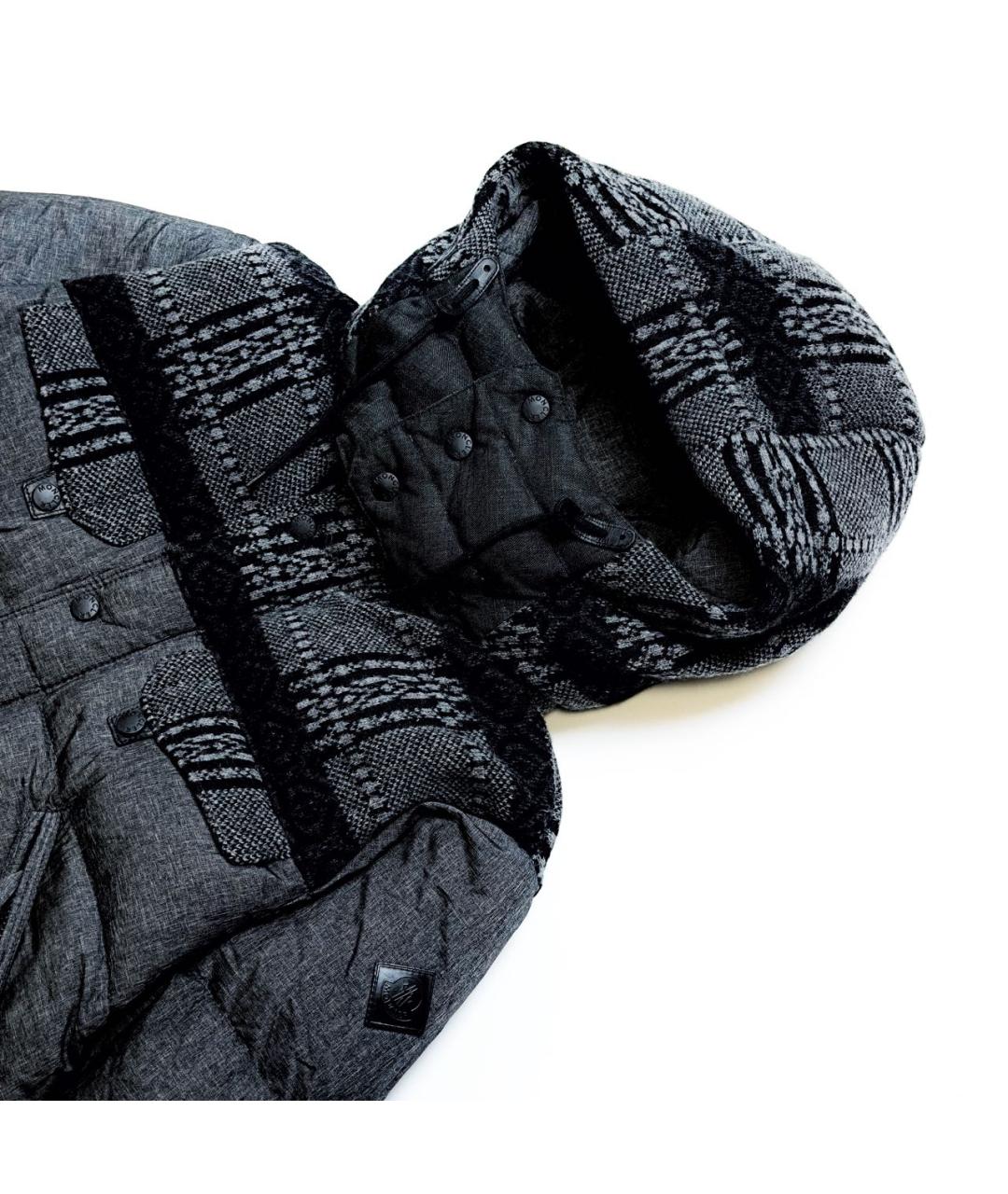 MONCLER Черный шерстяной пуховик, фото 4