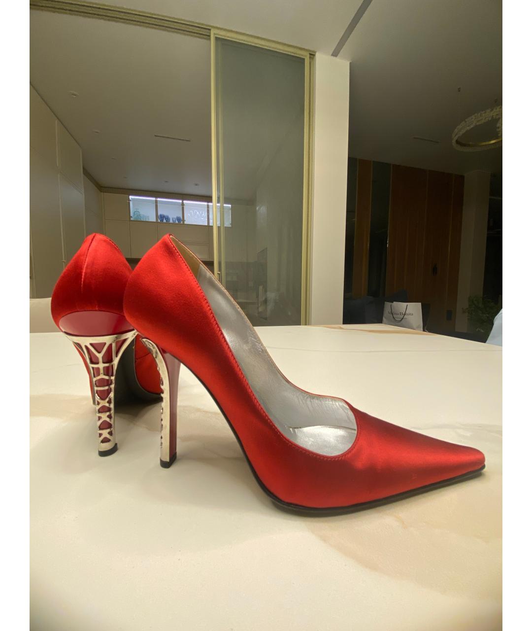 CASADEI Красные текстильные туфли, фото 10