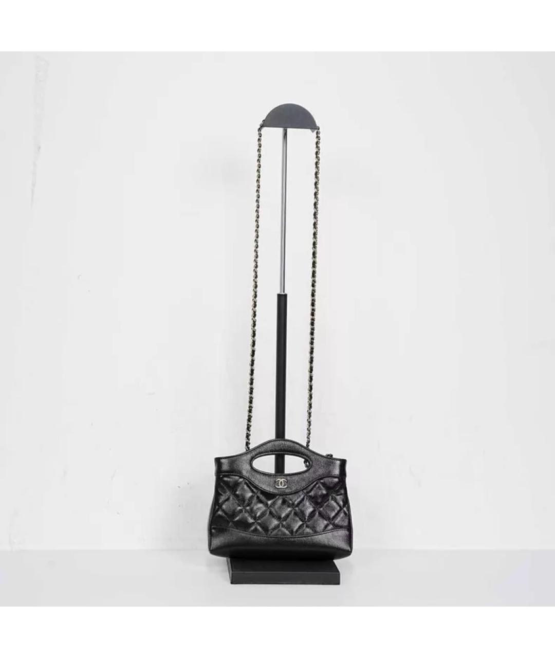 CHANEL Черная кожаная сумка с короткими ручками, фото 3