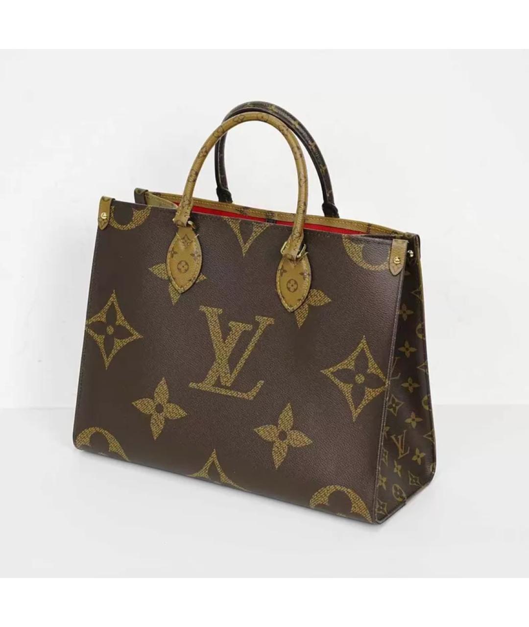 LOUIS VUITTON Коричневая кожаная сумка с короткими ручками, фото 8
