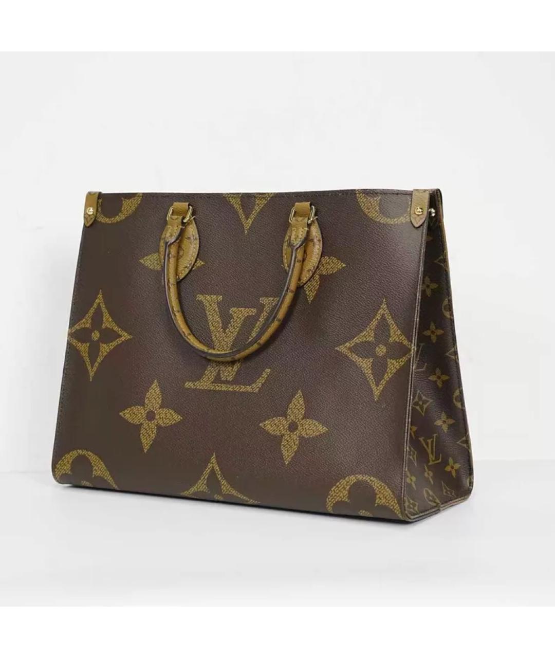 LOUIS VUITTON Коричневая кожаная сумка с короткими ручками, фото 10