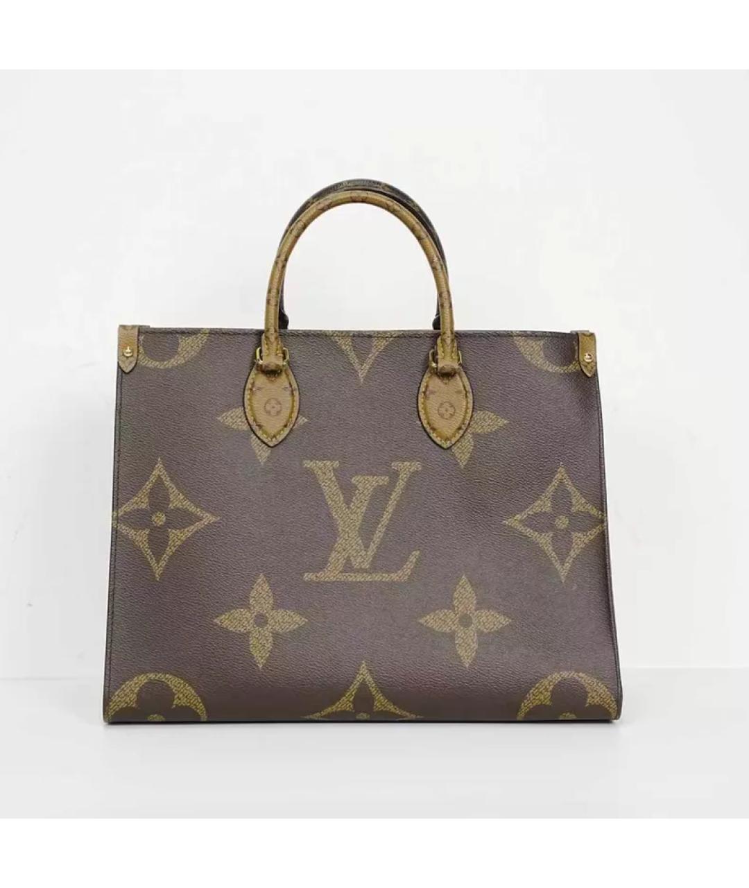 LOUIS VUITTON Коричневая кожаная сумка с короткими ручками, фото 7