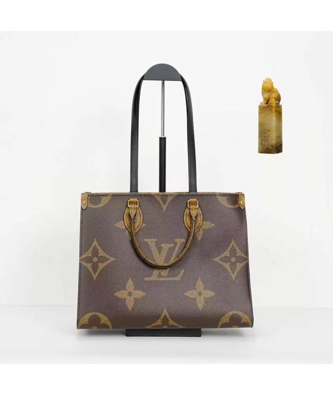 LOUIS VUITTON Коричневая кожаная сумка с короткими ручками, фото 2