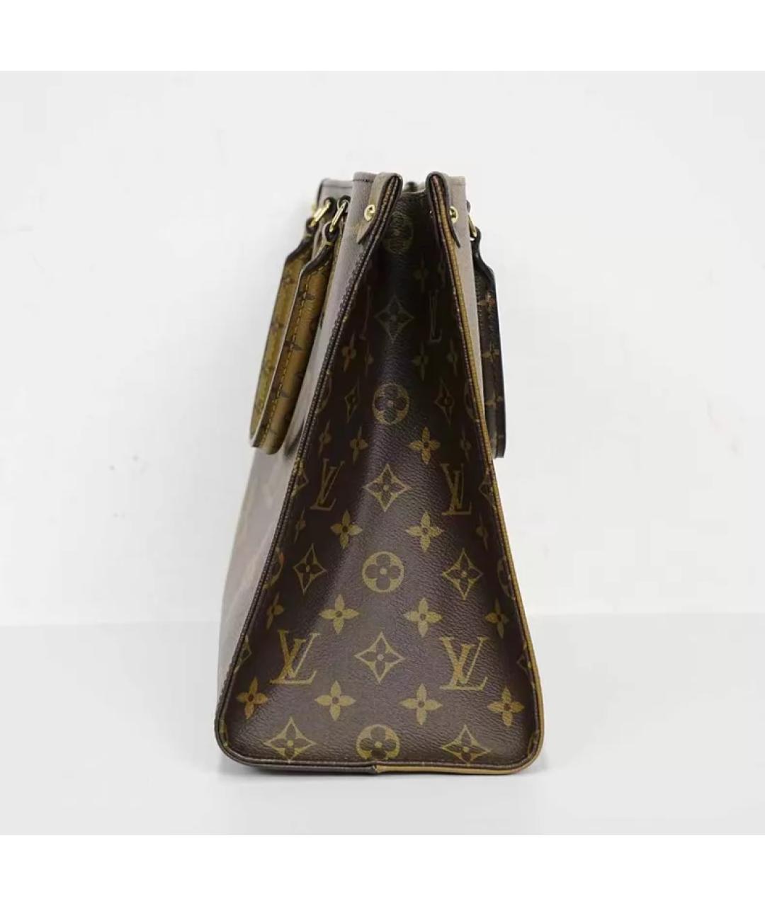 LOUIS VUITTON Коричневая кожаная сумка с короткими ручками, фото 5